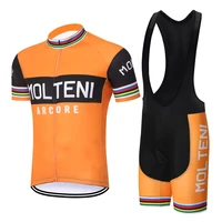 molteni cycling clothing maillot bike orange set mtb shirt short sleeve downhill cycl jersey bicycle t shirt black shorts