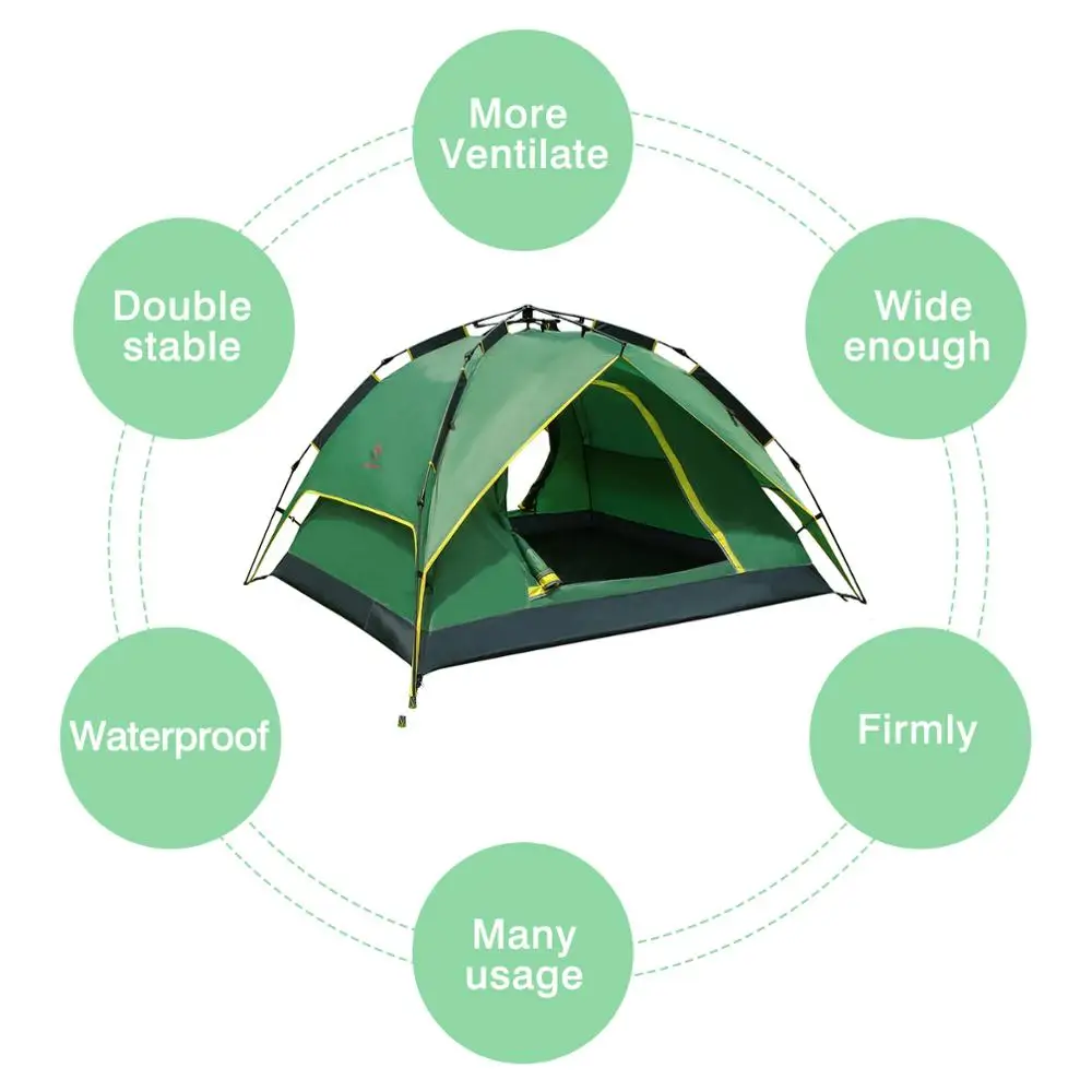 Verkauf KAMEL 3-4 Personen Double Schicht Pull Seil Automatische Zelt Outdoor Camping Wandern Zelt Wasserdicht Große Familie Zelte A9S3H8101