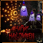 Украшение на Хэллоуин, 2 вида, паук, сетка, украшение для гостиной, Рождество для домашнего декора, светодиодный привидение, светящийся волшебник, искусство