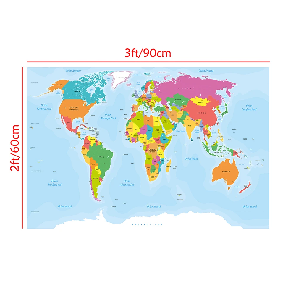 Карта мира с политическим распределением во французских плакатах и принтами