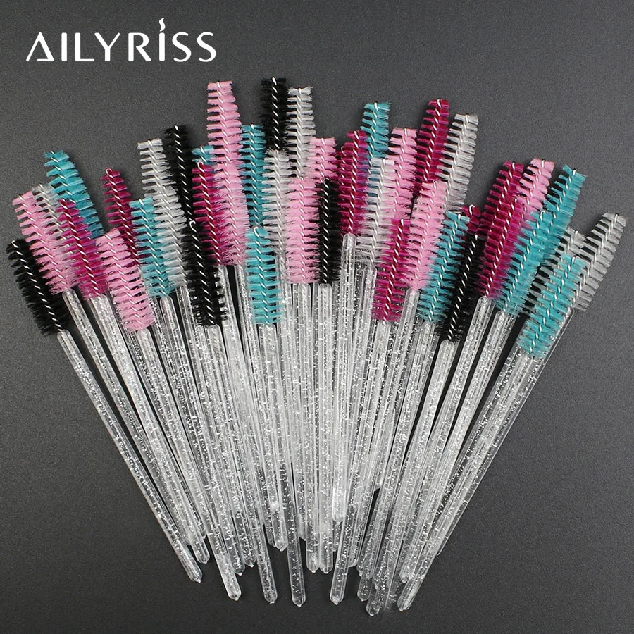 1000 Pcs Glitter Mascara Wands Disposable Eyelash Brushes for Extensions Eye Lash Applicator Crystal Handle Makeup Tool Kits