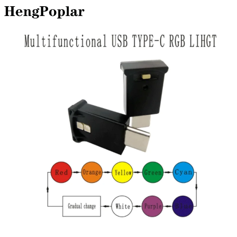 

Mini Type-C LED RGB Ambient Light 8 Color Changeable for Car, Laptop, Keyboard Atmosphere Smart Night Lamp K3NB