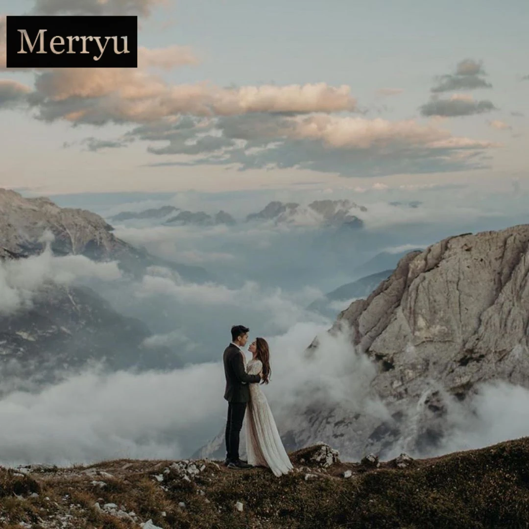 Богемное винтажное кружевное свадебное платье с длинными рукавами 2020 v образным