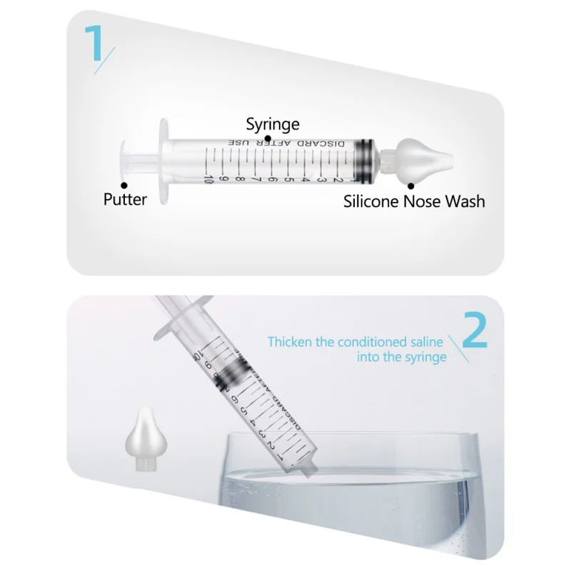 Aspirador Nasal para el cuidado del beb&eacute;, tubo de aguja, limpiador de 10ML, arandela Nasal para rinitis de beb&eacute;, 2 uds.-4