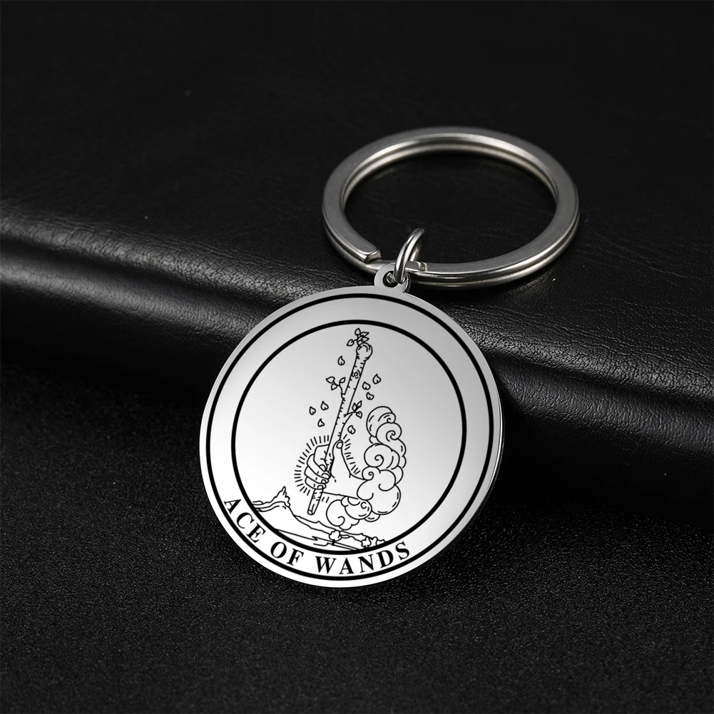 

Брелок COOLTIME The Wands в винтажном стиле для мужчин и женщин, брелок для автомобильных ключей из нержавеющей стали с круглой подвеской, рождестве...