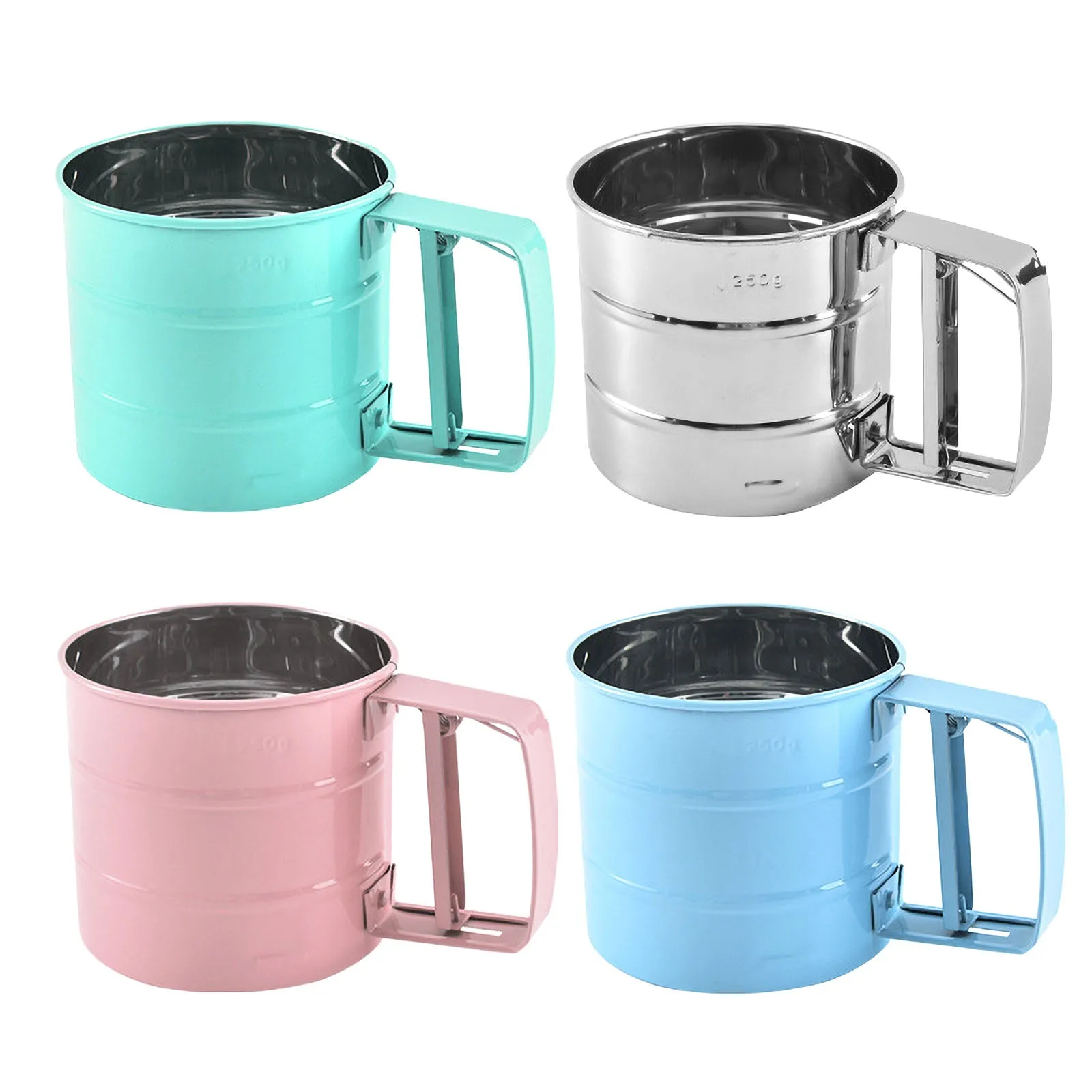 

Semi-automatic Handheld Flour Shaker Cocoa Powder Hand-screened Stainless Steel Mesh Sieve Cup Sugar Flour Sieve Baking Tools