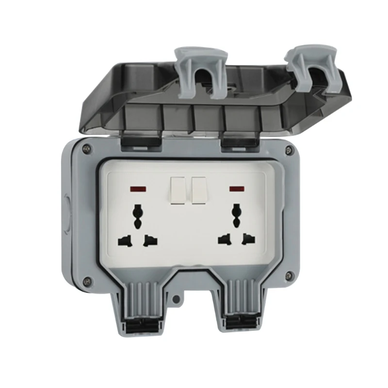 

UK/EU Plug Electrical Wall Socket Outdoor Waterproof Dust-proof Power Outlet