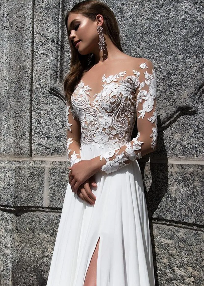 Новые пляжные богемные свадебные платья 2025 года кружевные сексуальные с высоким