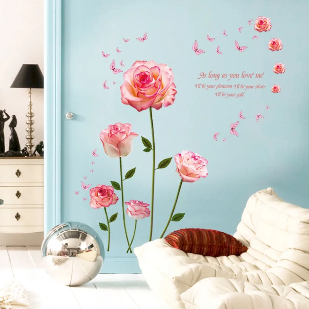 Большая Белая настенная наклейка Calla Lily DIY с жемчугом и бабочкой, Настенная Наклейка s для гостиной, дома, детской комнаты, интерьерная Настенная Наклейка s