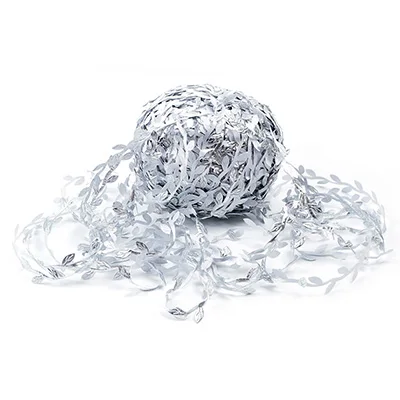 silver 5 м шелк в форме листа ручной работы искусственные зеленые листья DIY для свадебной коробки украшения листва ручной работы ремесло венок - Цвет: silver