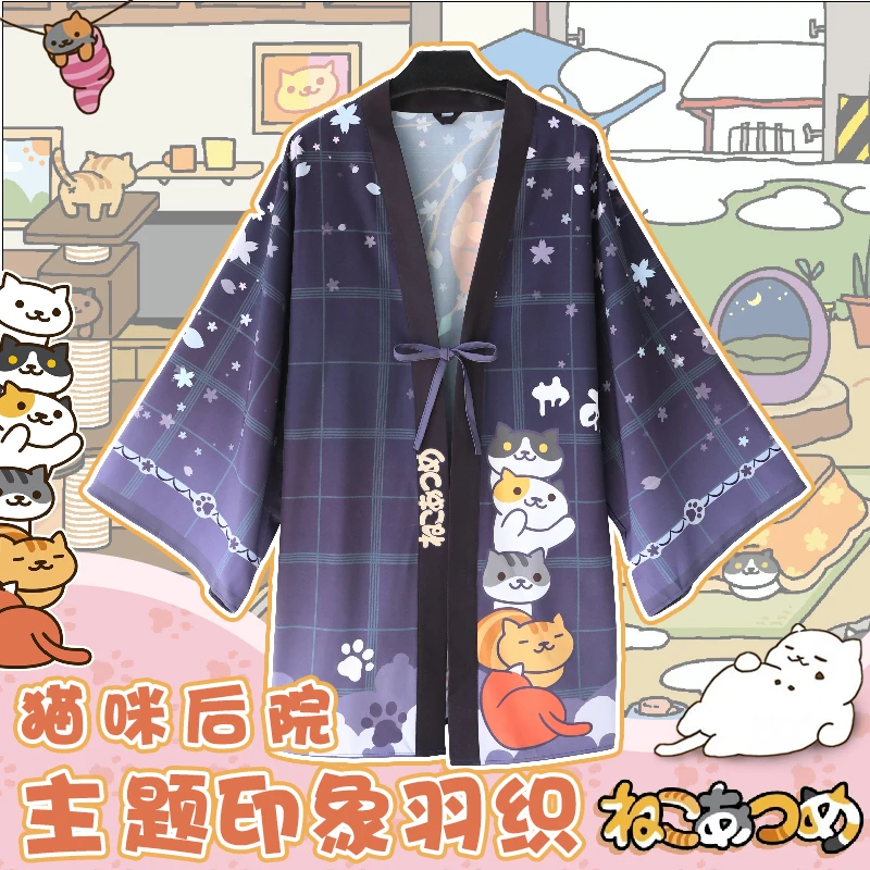 Мультяшный Кот напечатанный аниме Неко Atsume тематические пальто Сценический
