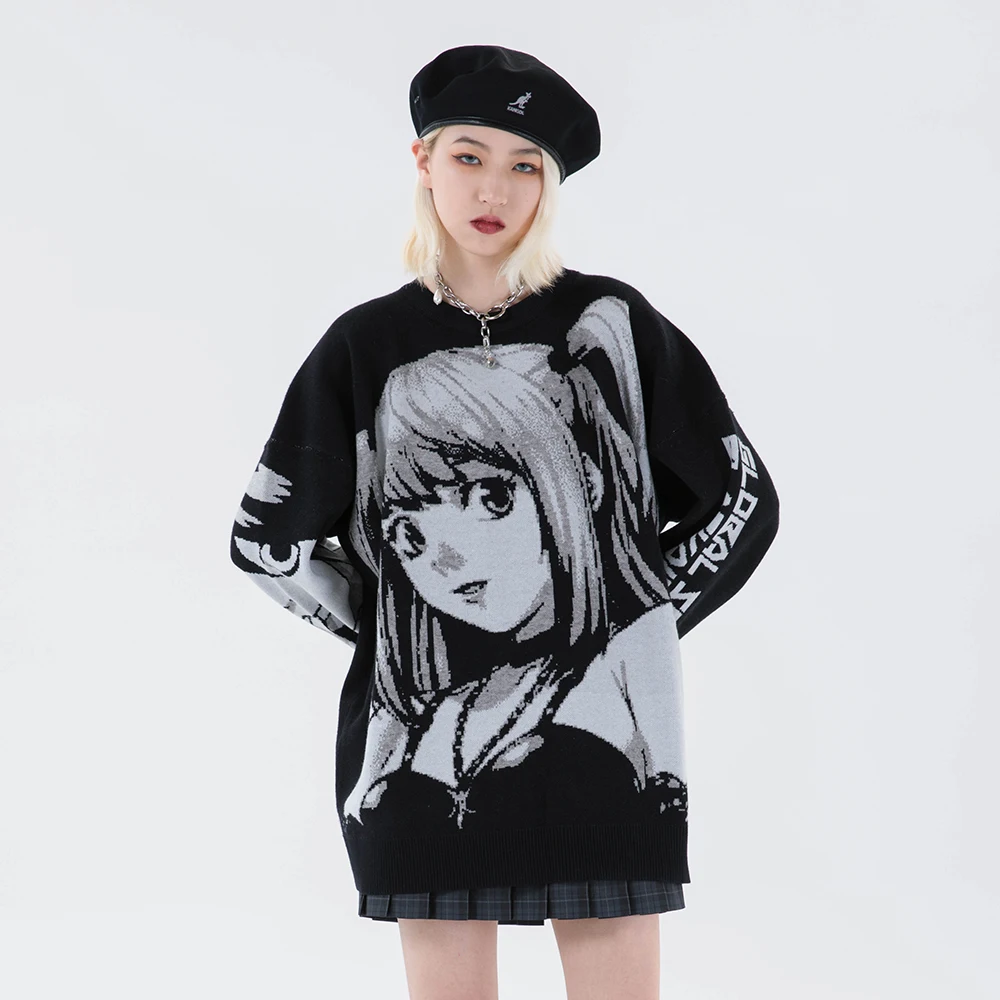

2021 Oversized Sweaters Long Sleeve Top Gothic Fashion Japanese Kawaii Cartoon Streetwear Knitted Harajuku Winter Clothes Women
