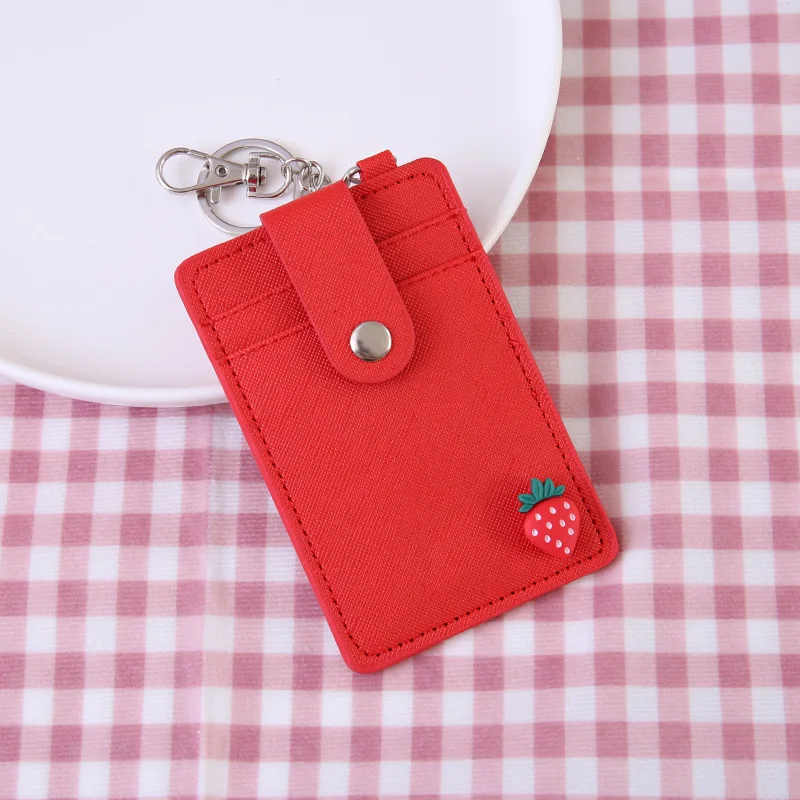 Держатели для карт из искусственной кожи на застежке женщин Брелоки ключей в