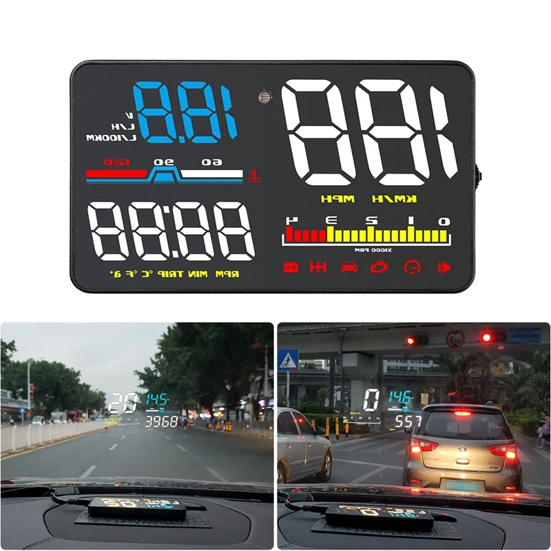 

Car HUD Head-Up Display Auto HUD OBD2 Digital Speeeter Windshield Sn Projector D5000