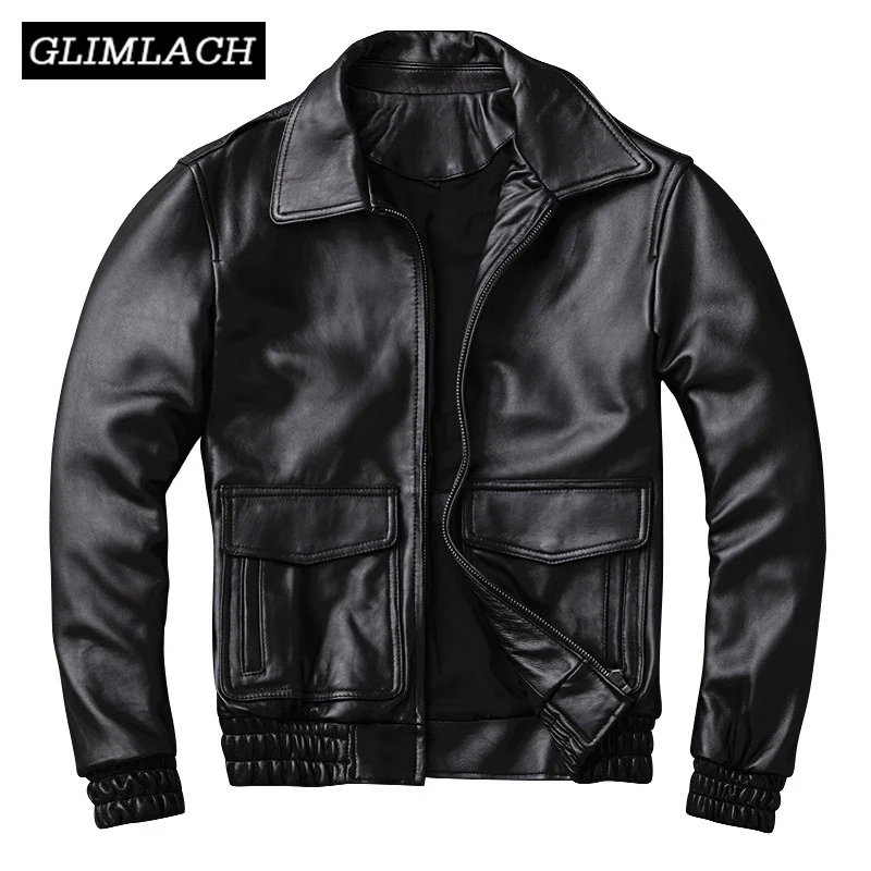 Мужская мотоциклетная куртка черная приталенная из натуральной овечьей кожи