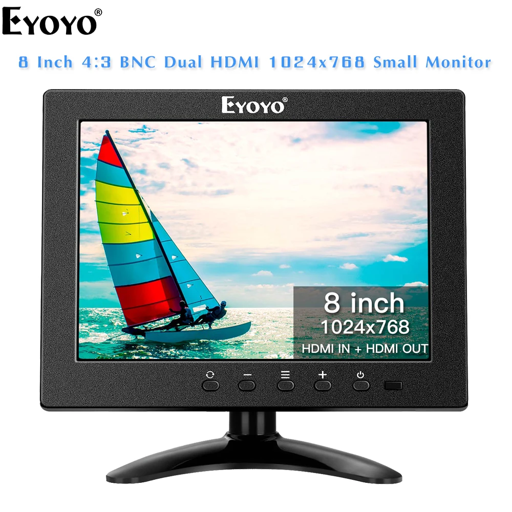 Eyoyo EM08P 8 &quotЖК дисплей монитор 1024x768 ПК Экран дисплея двойной HDMI AV BNC Динамик для