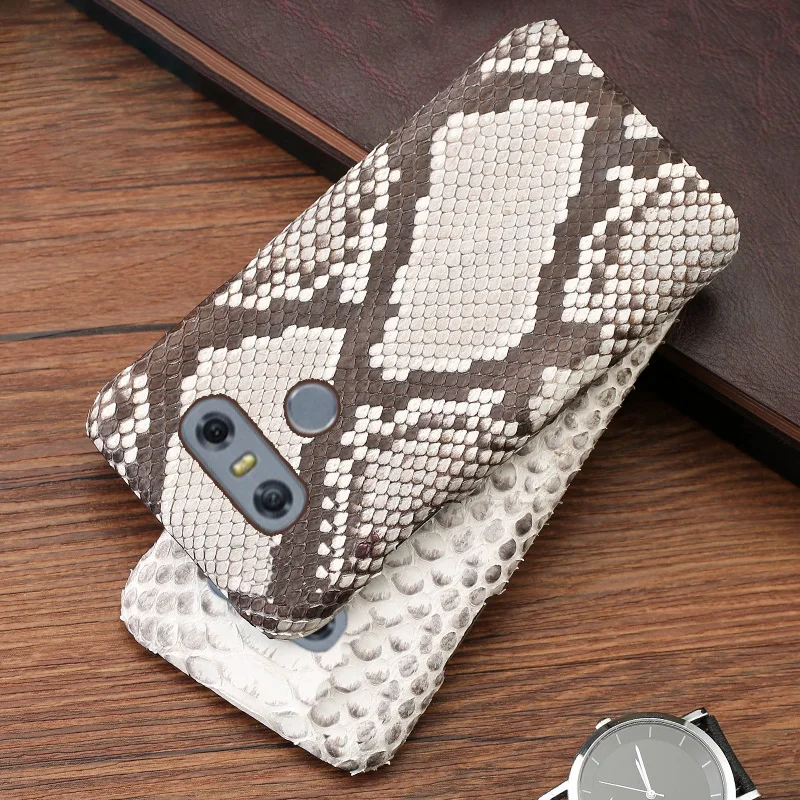 

Genuine Leather Phone Case For LG G8s V50 V10 V20 V30 V30S V40 G3 G4 G5 G6 G7 G8 G8X Q6 Q7 Q8 ThinQ Natural Python Snake Skin