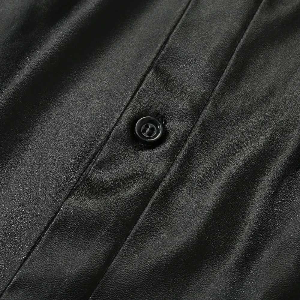 Женское платье из искусственной кожи Forefair сексуальное мини с пышными рукавами