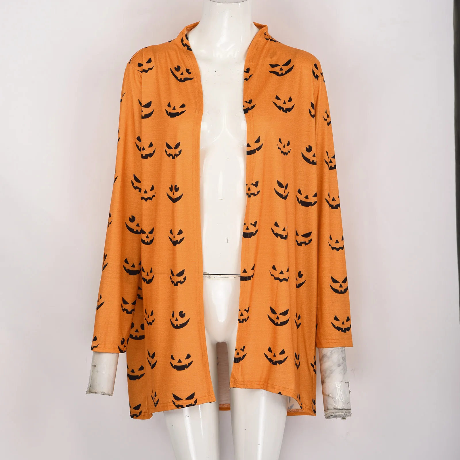 Женский кардиган на Хэллоуин модное осеннее пальто с длинным рукавом и принтом в
