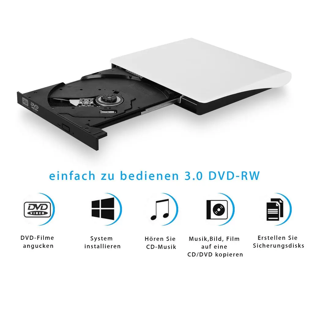USB 3.0 External DVD/CD/ VCD Burner High Speed Slim DVD Drive DVD-ROW CD-RW |