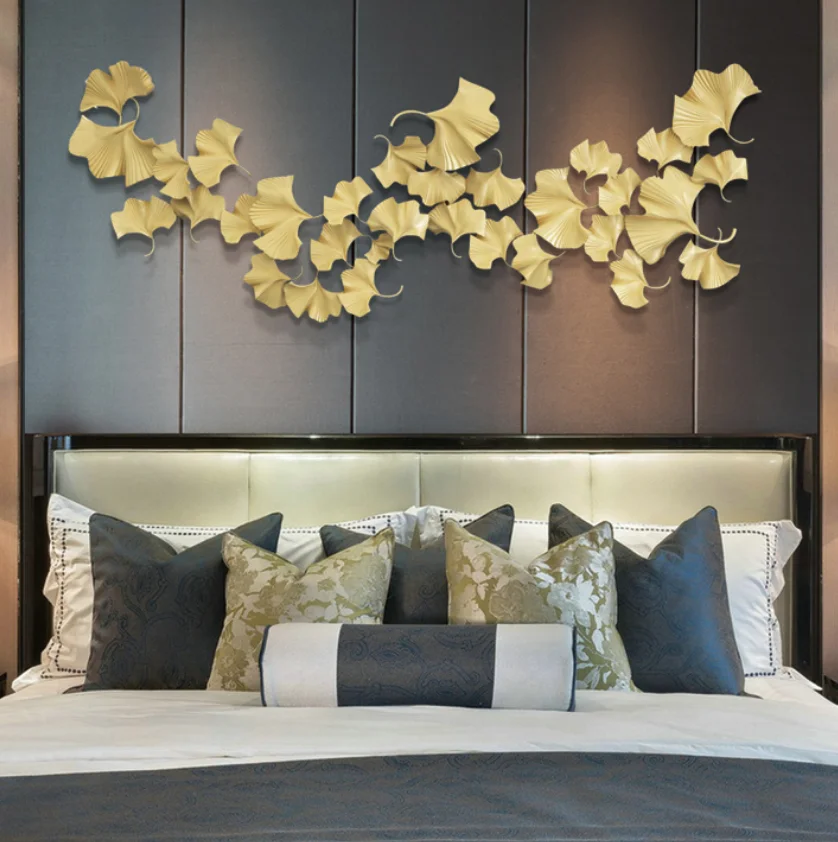 

New Chinese Style Luxurious Iron Ginkgo Leaf Hhandmade Pendant Simple Modern Fashion Restaurant Decoration Feng Shui Decoration