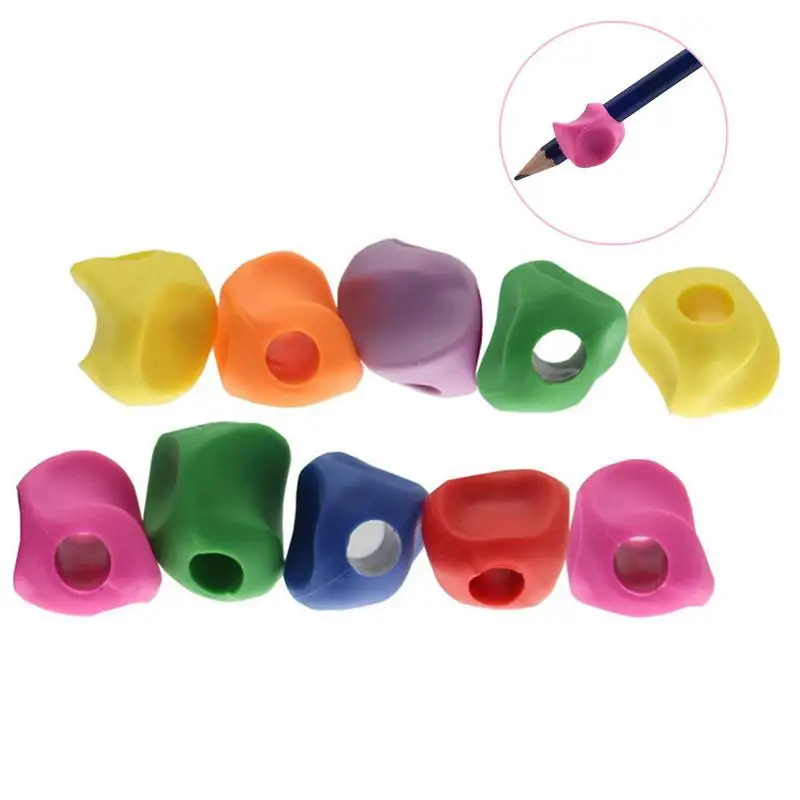 

10pcs Silicone Pen Gripper Writing Training Device Crossover Writing Aid for Kids Children Homework Drawing (Random Color)