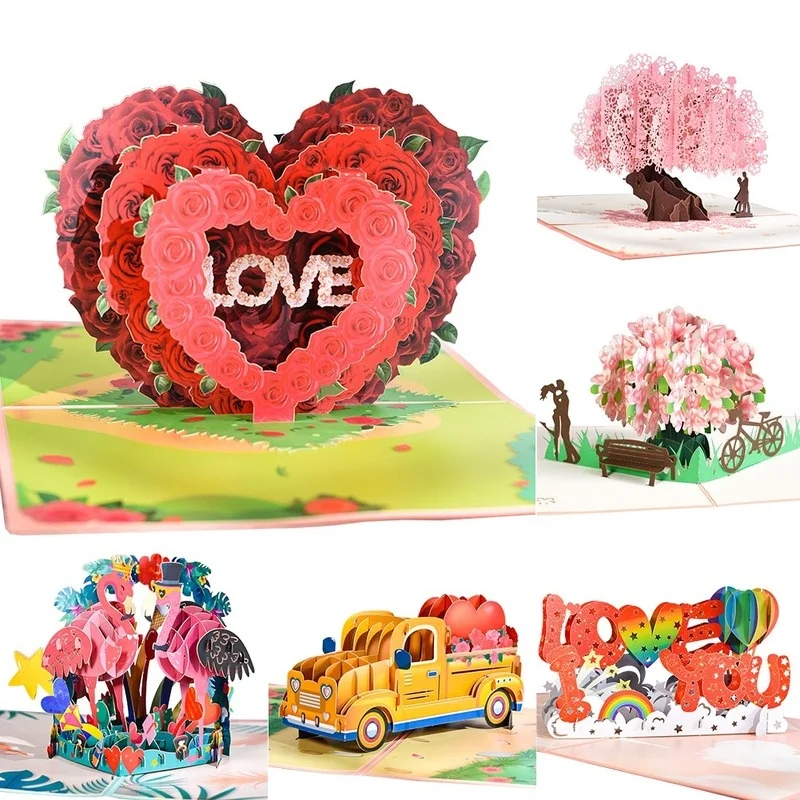 

Valentines Day Post Cards Birthday Anniversary 3D Greeting Cards for Couples Wife Husband Handmade Gift Cards and Envelopes