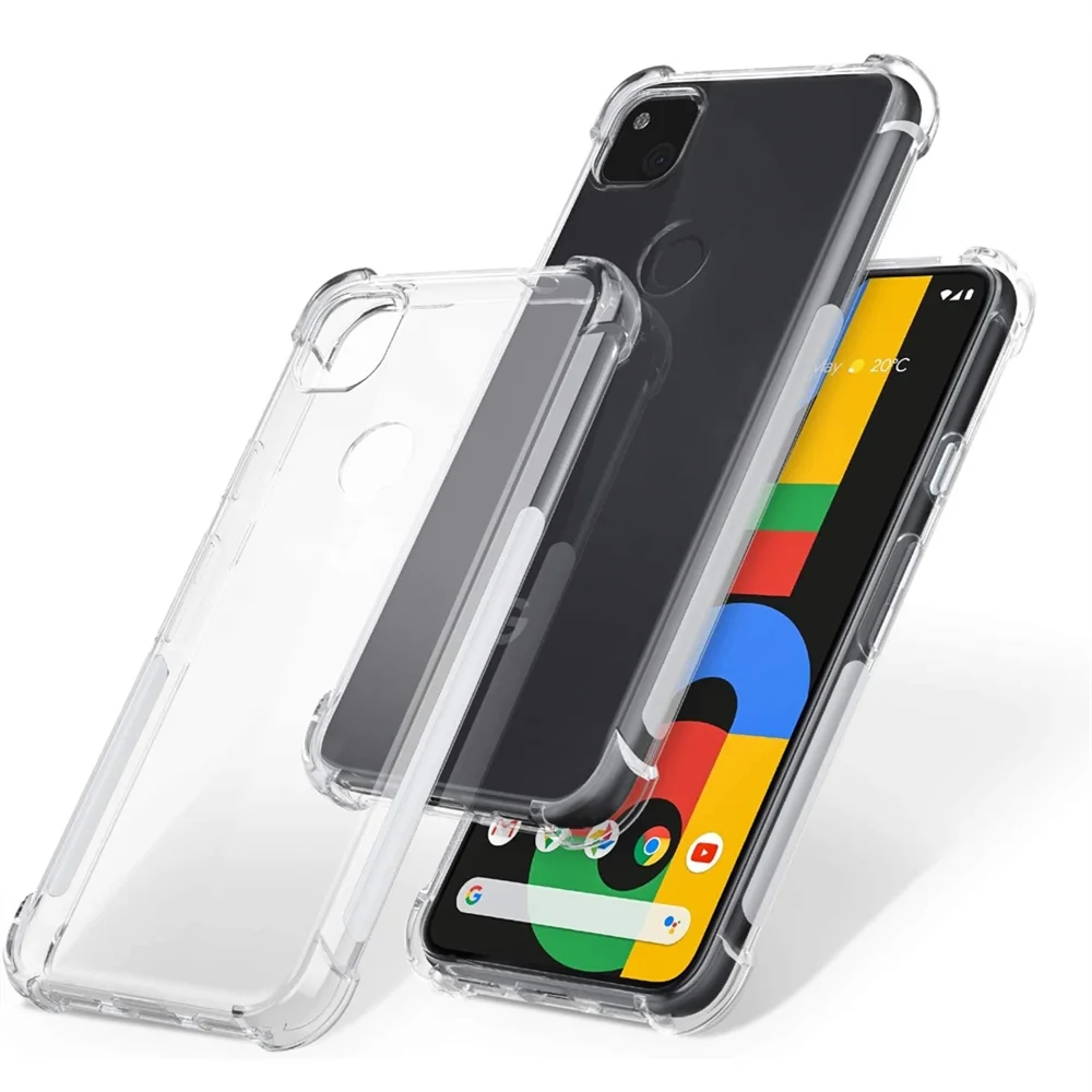 Transparent Silicone Case for Google Pixel 1 2 3a 3 4a 4 XL 5a 5 6a 6 7a 7 Pro Flexible Shockproof Cover with Reinforced Corners