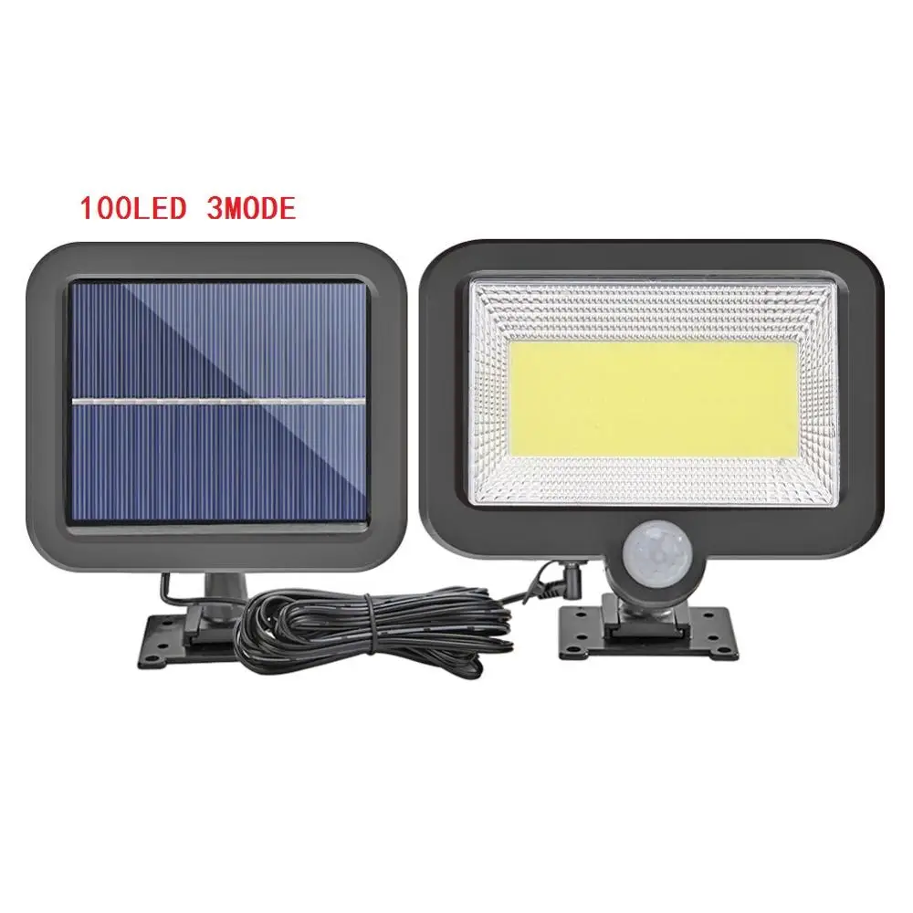 100LED 3MODE COB 56/100/120LED Солнечная лампа с датчиком движения PIR, водонепроницаемый наружный Ночной светильник с инфракрасным датчиком, садовый светильник, Прямая поставка - Испускаемый цвет: 100LED 3MODE