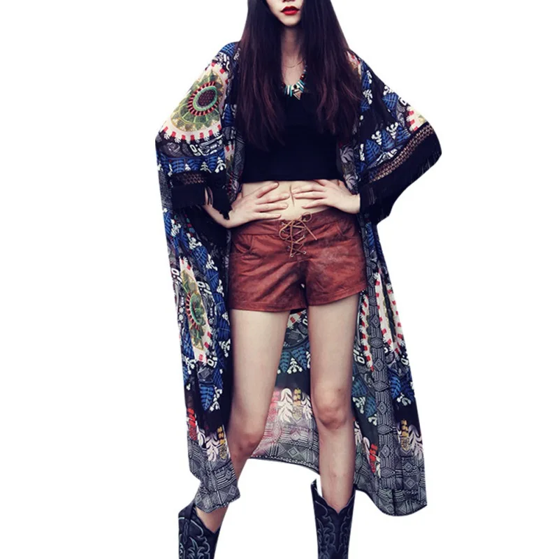 

Женские винтажные рубашки с цветочным принтом, длинный кардиган, пальто, куртка, кимоно, блузка, шифон Top2021