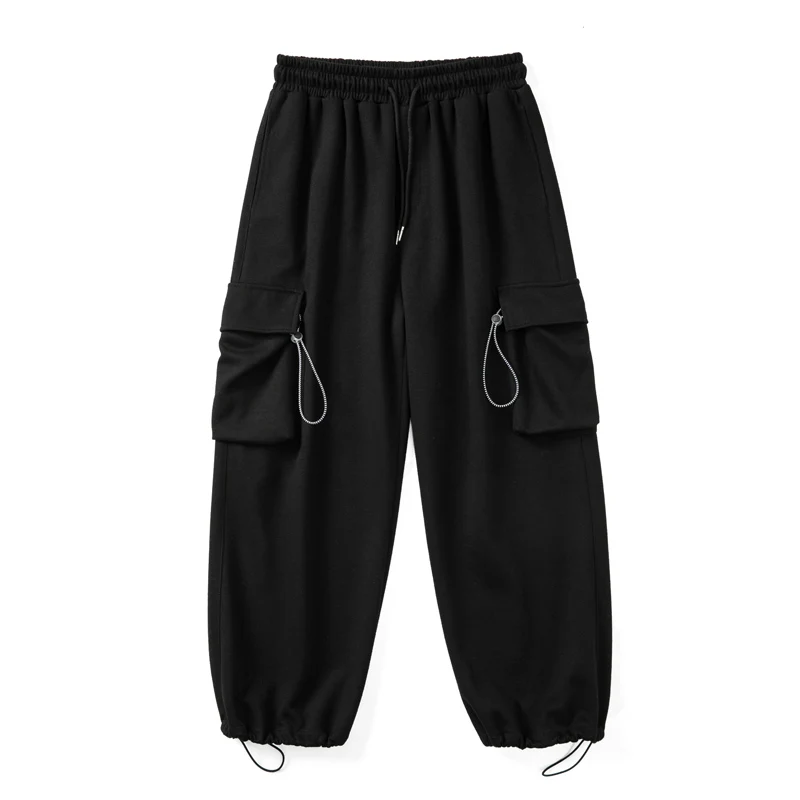 

Men's Ribbons Sreetwear Pant Casual Pants 2021 Black Pencil Pants Elastic Waist Harem Joggers Ankle-length Male Trousers Sweatpa