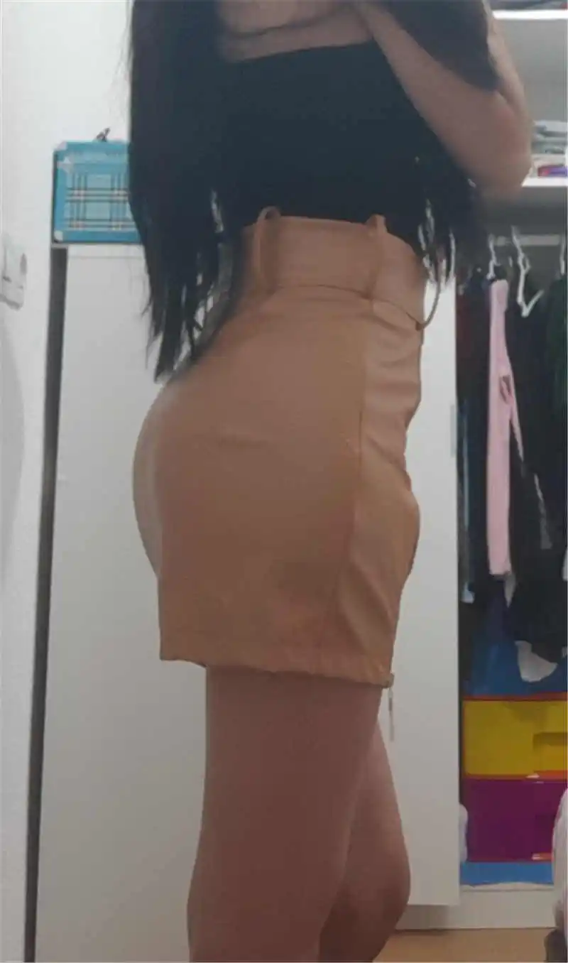 Женская короткая юбка-карандаш из ПУ кожи с высокой талией и поясом | одежда