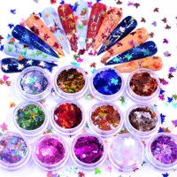 ywk 1 box maple leaves nail art sequins holographic glitter flakes paillette chameleon stickers for nails autumn design decor
