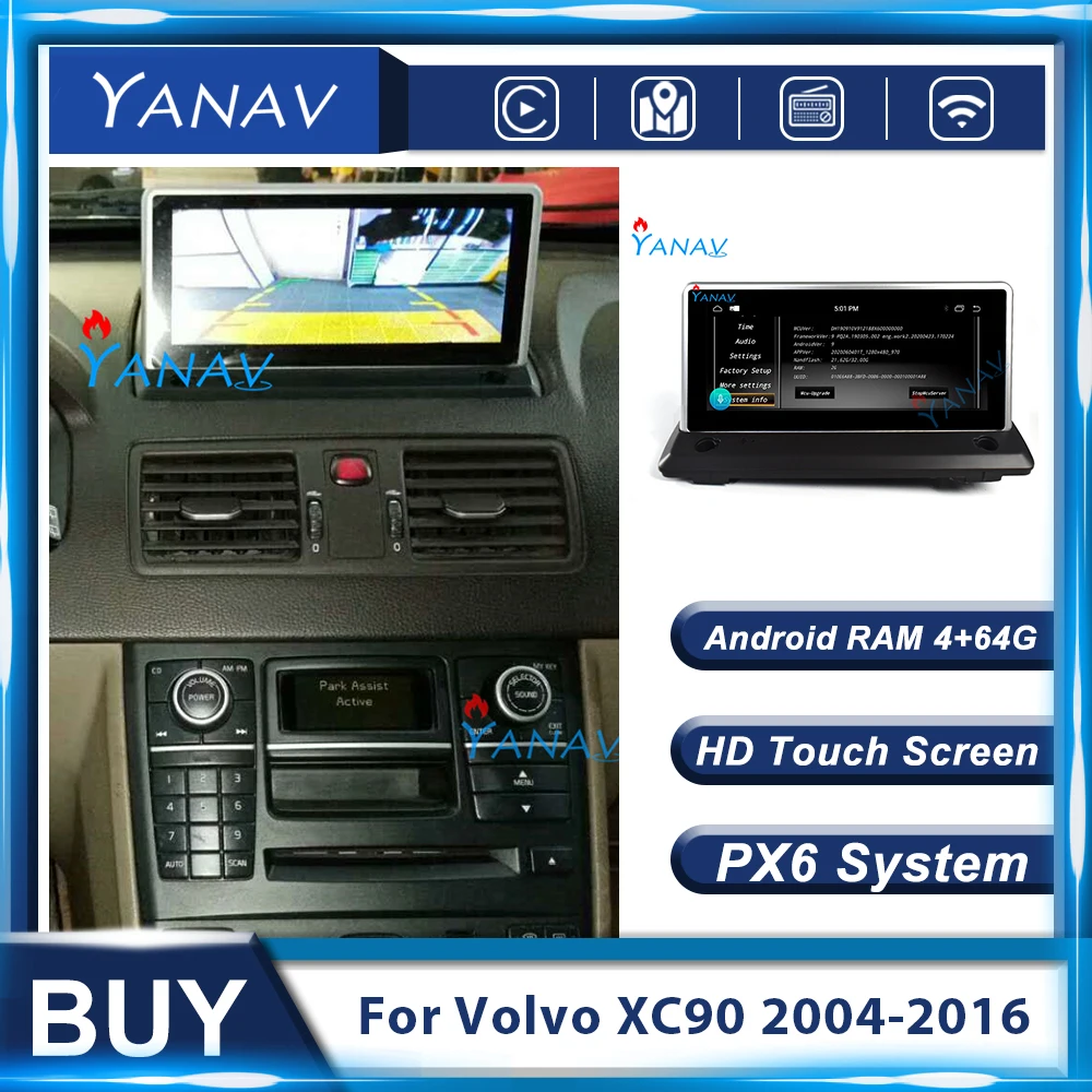 Для Volvo Xc90 2004 2016 автомобиль радио Px6 2 Din Android 9 0 Авто Радио стерео Мультимедийный