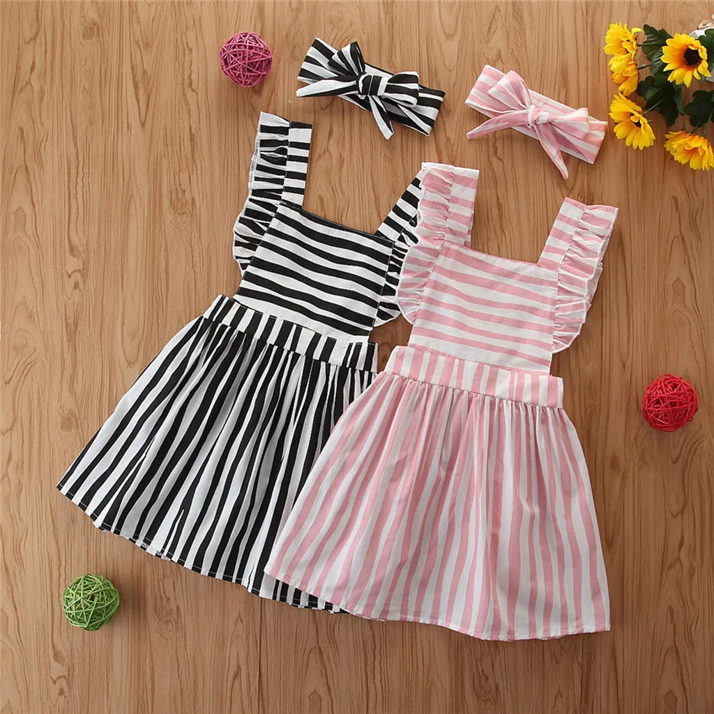 Fashion Summer Cute Newborn Baby Kids Girls Overalls Dress Leisure Stripe Toddler Clothes Dresses Party Girl vestido | Детская одежда и
