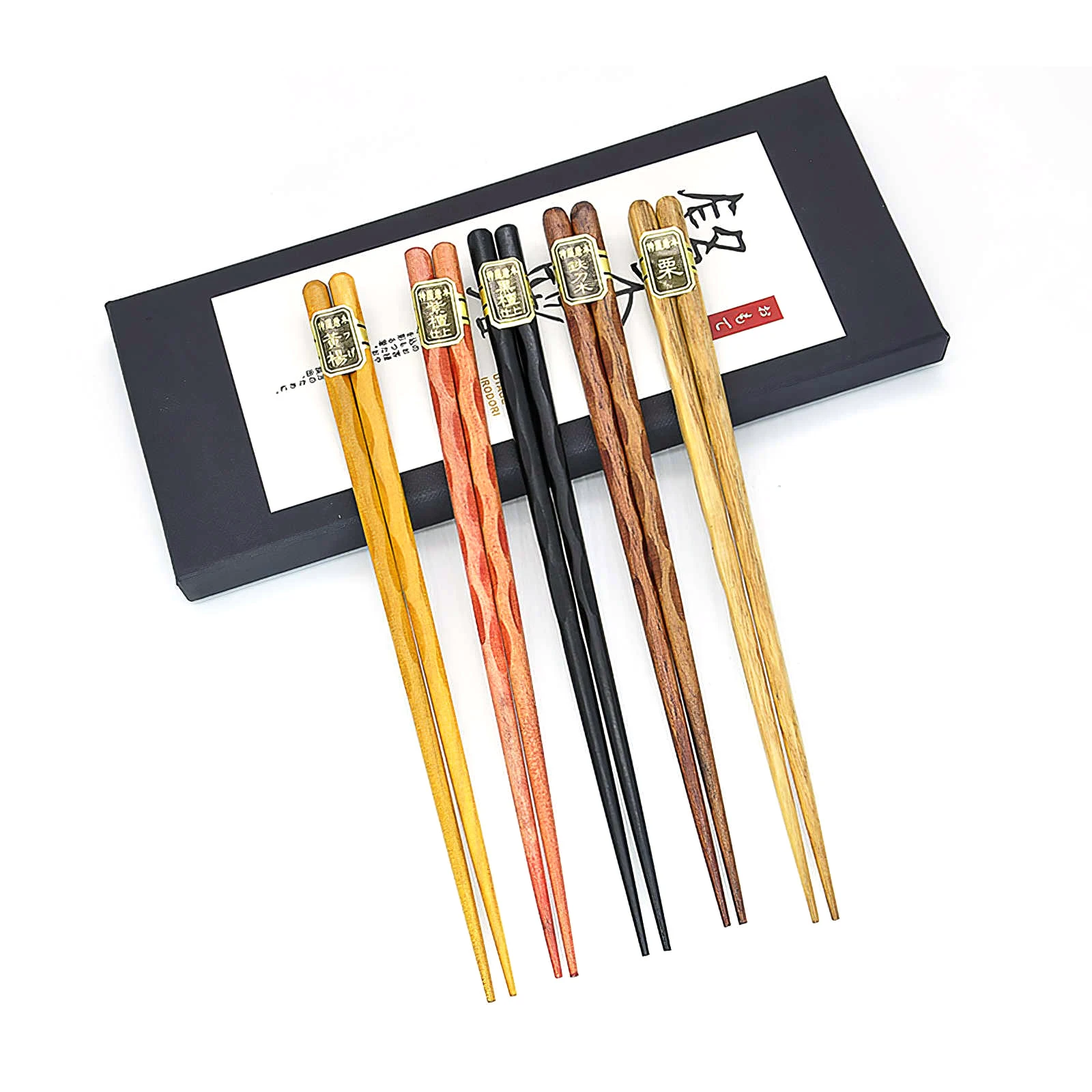 

5 пар, деревянные палочки для еды в японском стиле, многоразовые изысканные палочки для еды, легкие цветные деревянные палочки для еды для до...