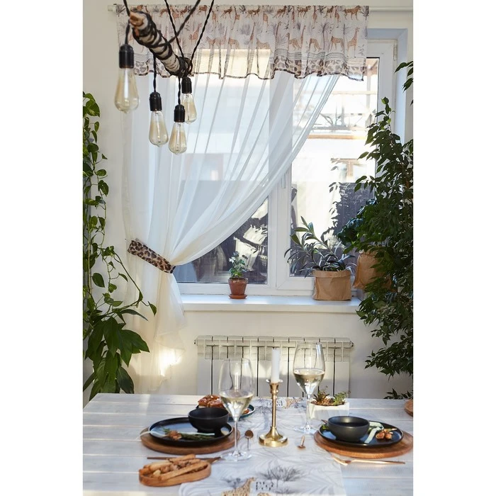 Тюль с подхватом и ламбрекеном &quotBeautyful kitchen" 250х200см 100% п/э вуаль 4665409