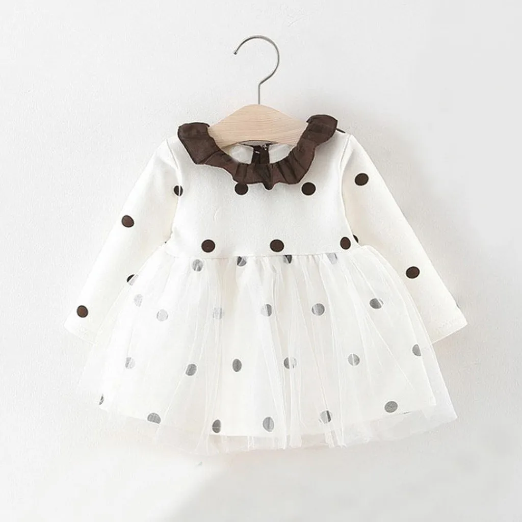 Платье принцессы в горошек для маленьких девочек платье из тюля с принтом зимняя