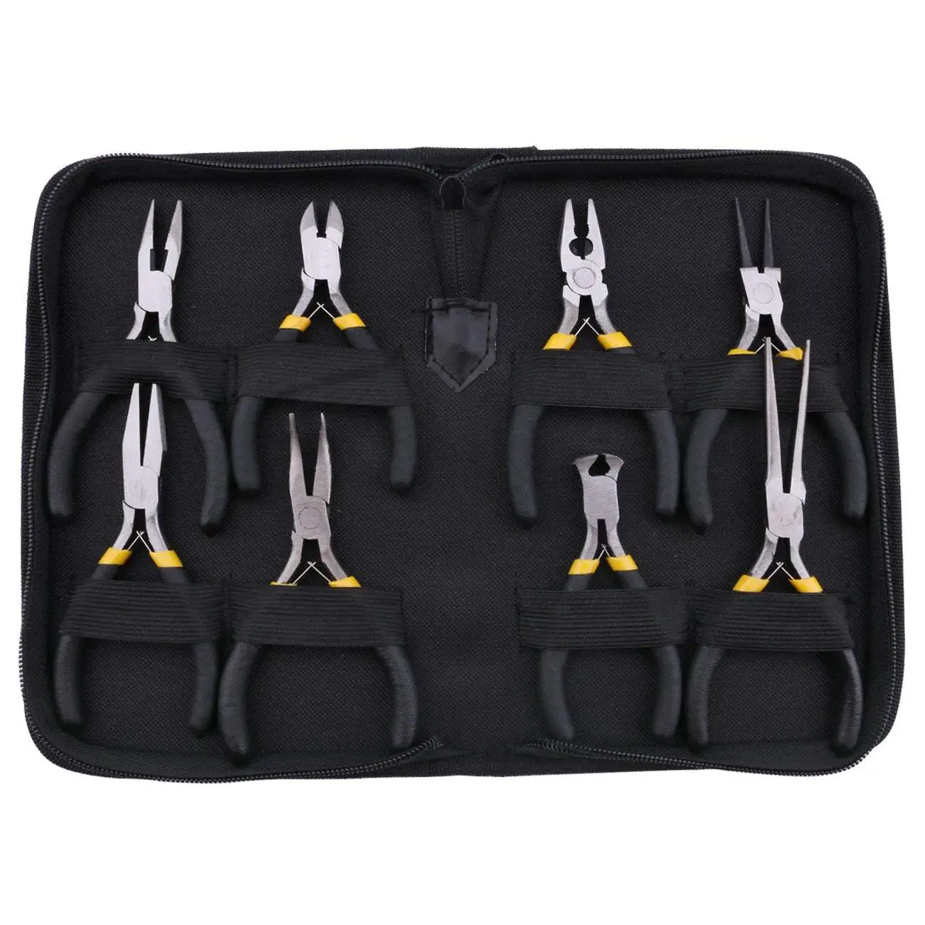 

8PCs Mini Pliers Set, Long Nose with Teeth, Flat Jaw, Round Curve Needle Diagonal Nose Wire End Cutting Cutter Linesman P