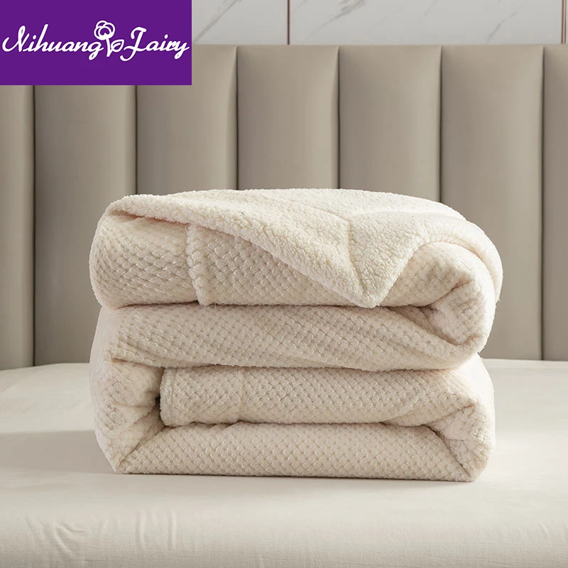 

Winter double blanket quilt lamb velvet thickened nap coral velvet bed linen student blanket office warmth