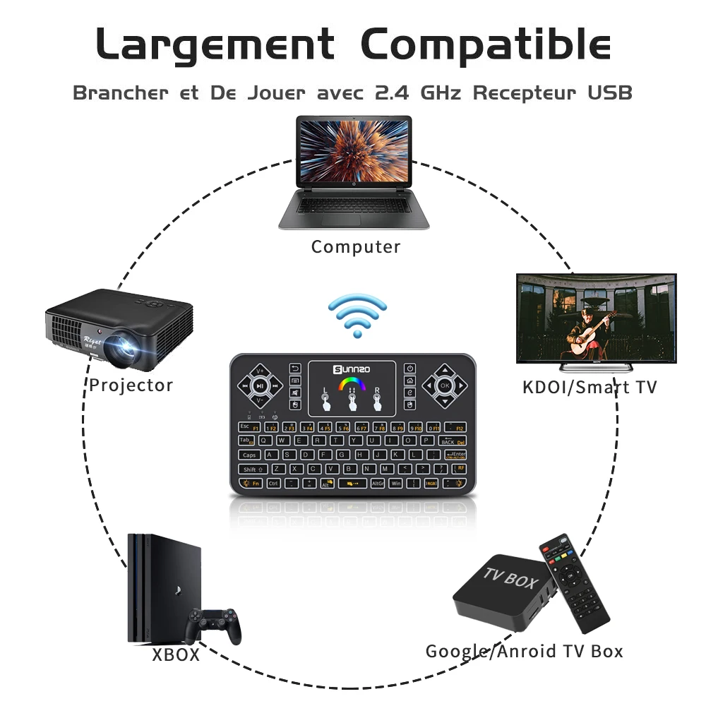 Q9 2 4 GHz мини беспроводная клавиатура с Цветной подсветкой Сенсорная панель Fly Air
