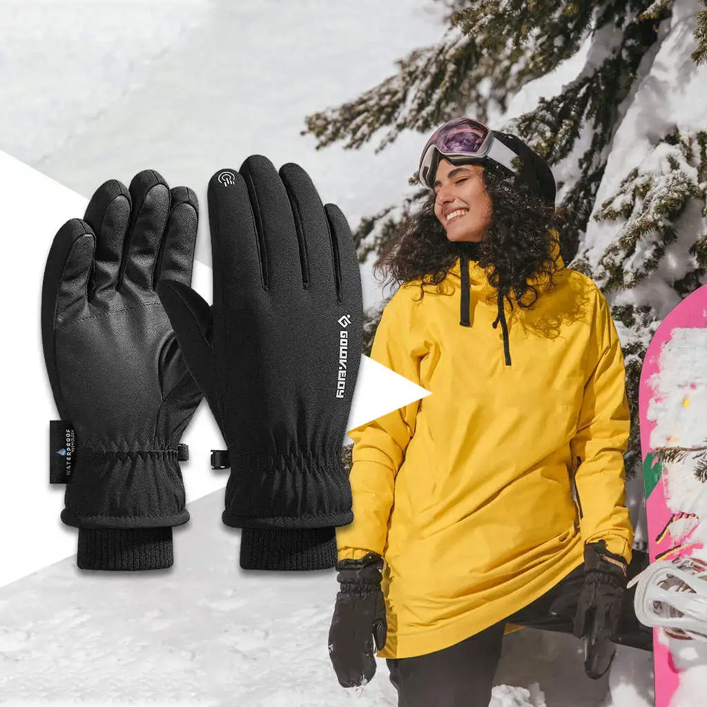 

Winter Warm Gloves Touch Screen Anti-Slip Leather for Running Cycling Men