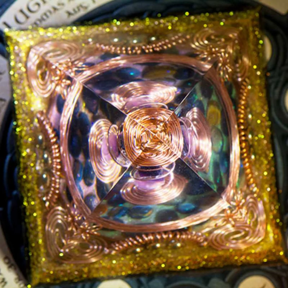 High Frequency Reiki Divination Tarot Orgone Pyramid Natural Amethyst Orgonite | Copper Coil Matrix Block EMF Radiation