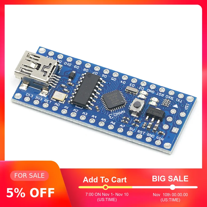 Мини usb с контроллером загрузчика Nano 3 0 совместимый для arduino CH340 USB драйвер 16 МГц NANO