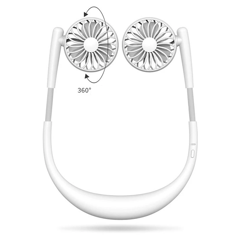 USB Перезаряжаемый 2000MAh Портативный подвесной шейный спортивный вентилятор для