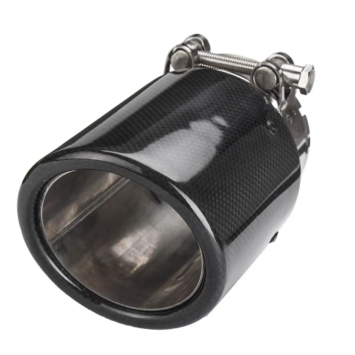 Hot Sale Universal 80mm-In 101mm-Out Glossy Black Carbon Fiber Car Exhaust Tail Rear Tip Pipe Muffler | Автомобили и мотоциклы