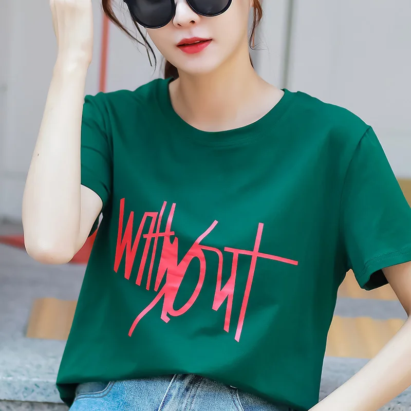 Футболка с коротким рукавом из чистого хлопка для женщин 2020 свободная