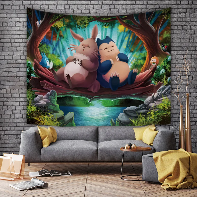 Тканевый подвесной гобелен в стиле аниме с мультяшным рисунком для детской