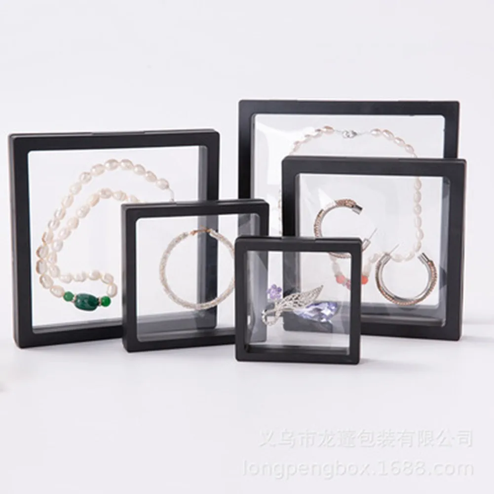 

3D Floating Display Box Case Stand Holder Suspension Frame For Medallion Necklace Bracelet Ring Coin Jewelry Storage Box