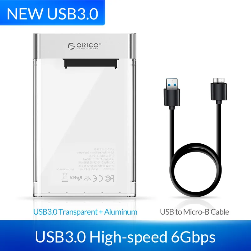 2129U3 ORICO 2139U3 корпус жесткого диска 2,5 дюймов прозрачный USB3.0 корпус жесткого диска поддержка UASP протокол для 7-9,5 мм HDD - Цвет: 2129U3